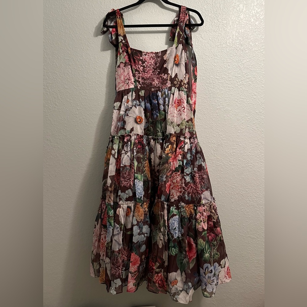 Anthropologie BHLDN Isabella Tiered Square-Neck A-Line Midi Dress